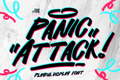 Panic Attack | Playful Display Font comic extruded font sticker tshirt