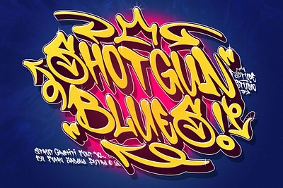 Shotgun Blues | Graffiti Music Font blues cyberk cyberpunk font graffiti mecha rockband tshirt vinyl yellow