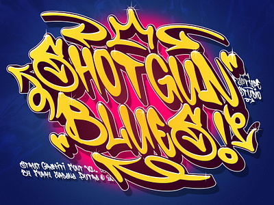 Shotgun Blues | Graffiti Music Font blues cyberk cyberpunk font graffiti mecha rockband tshirt vinyl yellow