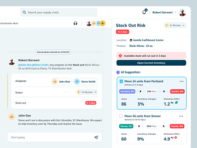 Inventory Management - Collab app cards clean collaboration dashboard data inbox inventory logistics management messaging product design supply chain transportation ui ux warehouse web app