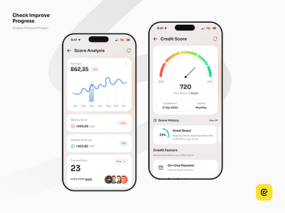 Credit Score Mobile App app banking credit credit score finance finance app fintech fintech app mobile app mobile bank mobile design score score tacker tracker