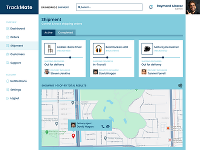 Shipment Tracking Dashboard UI Design dashboard design logistics map view shipment tracking ui ux