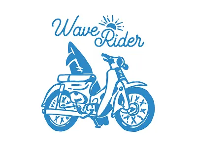 Wave Rider apparel beach bike biker california clothing design holiday motorbike motorcycle print on demant rider sea summer surfboard surfing t shirt design travel trip tropical vacation