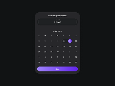 Date range picker UI for an app. dark mode design mobileapp productdesign ui ux visual design