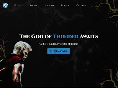 Thor landing page design blur button character comic cta design effect figma landing page marvel motion effect movie design thor thunder ui