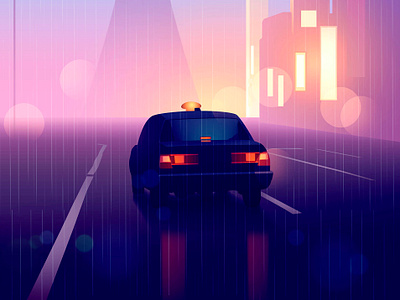 Tokyo taxi city futur illustration light neon