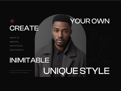 LookLab styling services project ai black blackman clean concept dark design fashion figmadesign glamo glamour landing page lookbook man product design style ui ux webdesign website