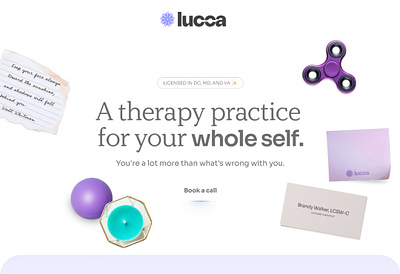 Lucca landing page animation holistic landing page microinteractions spiritual therapy web design