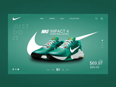 NIKE Product Page Concept branding cool design green modern nike product shoes sport sty stylish tranding ui