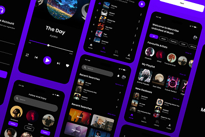 MarzVibe - Music Streaming Mobile App app application branding design graphic design interface layout listening media menu music online page player screen smartphone song sound streaming ui