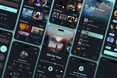 MarzMind - Music Streaming Mobile App app application branding design graphic design interface layout listening media menu music online page player screen smartphone song sound streaming ui