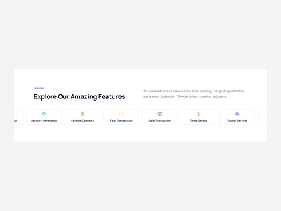 Features with a ticker slider feature highlights feature icons features section flat design product features web design