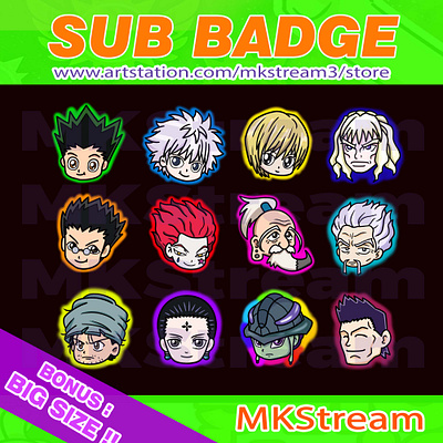 Twitch sub badges chibi hunter x hunter ultimate pack #2 animated emotes anime chloro lucifer cute emotes gon h x h h x h sub badges hisoka hunter x hunter hxh illustration killua kurapika meruem netero razor sub badge sub badges twitch sub badges