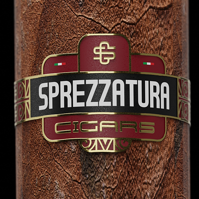 Sprezzatura cigar label modelling 3d branding graphic design