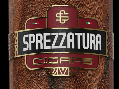 Sprezzatura cigar label modelling 3d branding graphic design