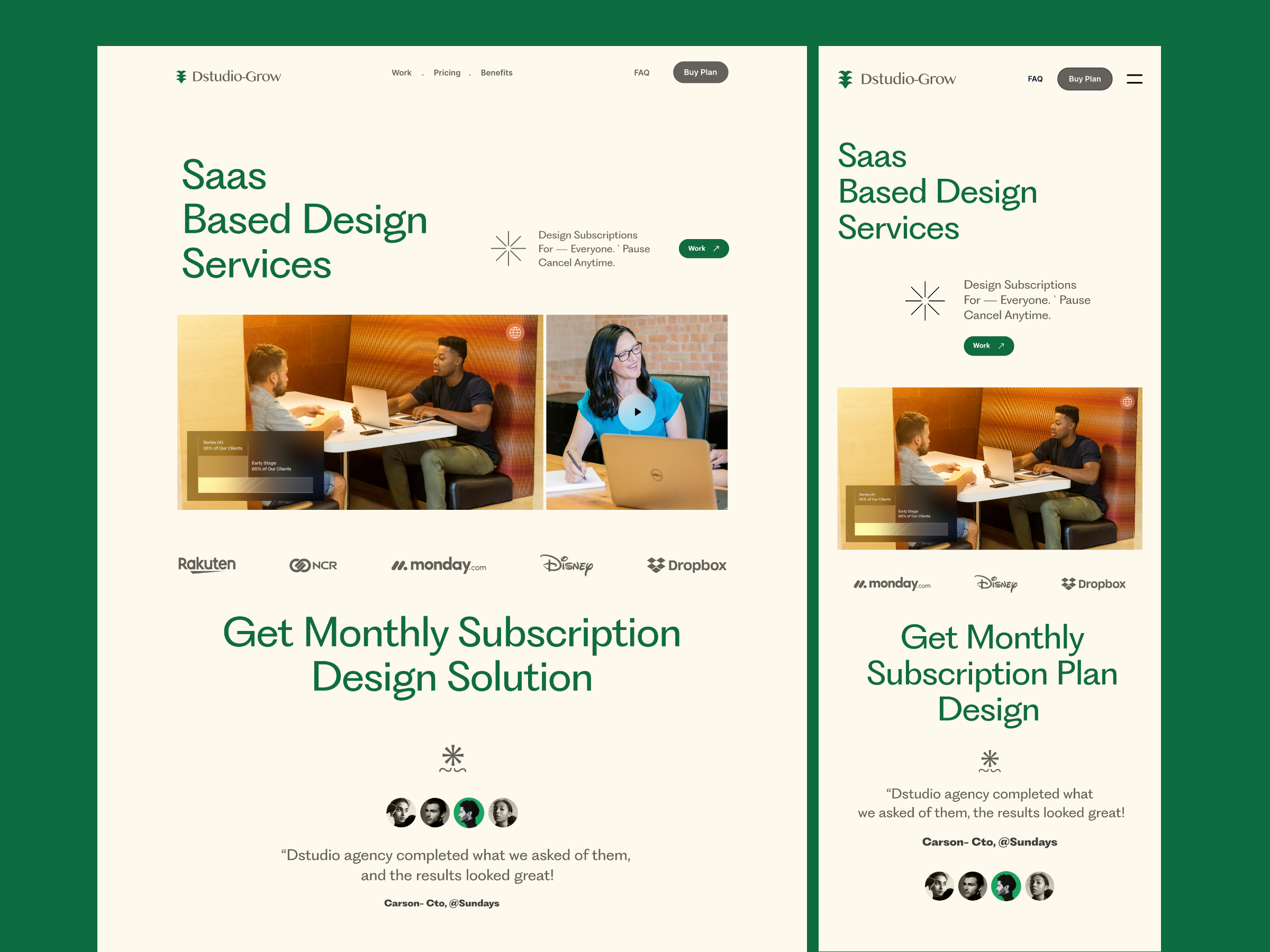 Example of Agency - Landing Page Subscription