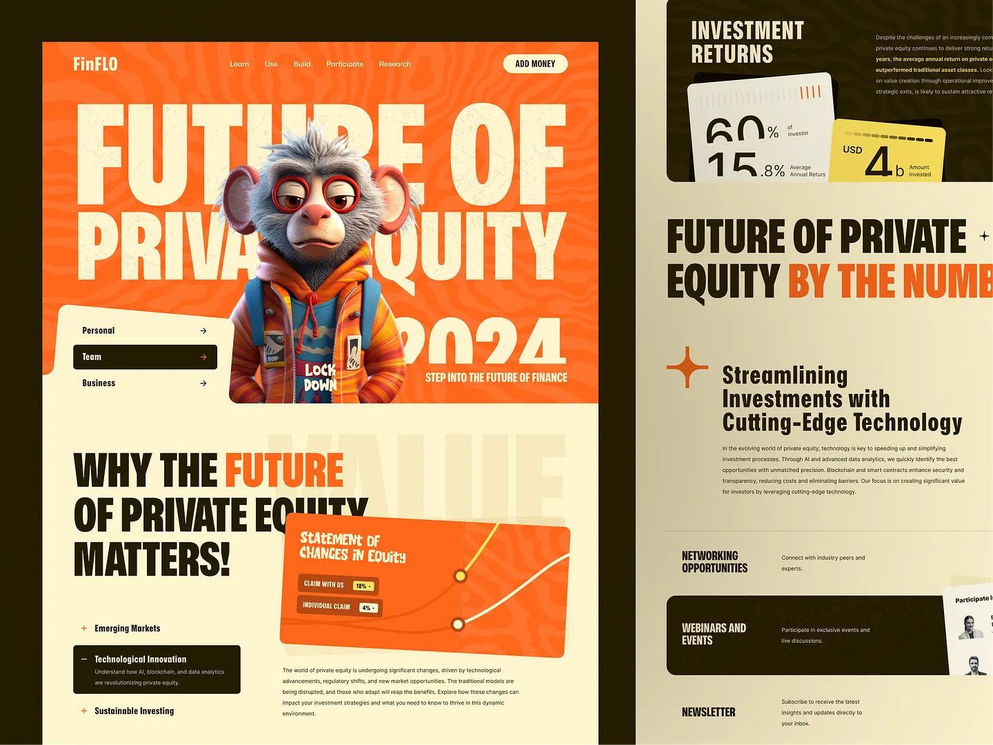 Innovative Editorial Website Design for FinFlo: The Future of Private Equity