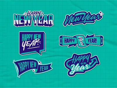 New Year Sticker Set design graphic design illustration typography vector