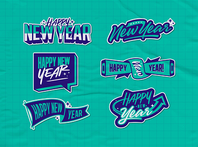 New Year Sticker Set design graphic design illustration typography vector