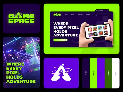 Game Space Branding, visual identity, corporate brand design app branding design graphic design illustration logo typography ui ux vector