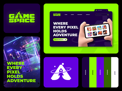 Game Space Branding, visual identity, corporate brand design app branding design graphic design illustration logo typography ui ux vector