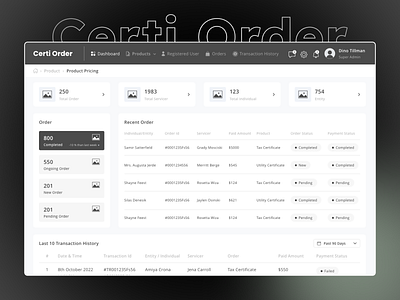 Certi Order - Real Estate Verification Platform add user admin admin dashboard admin panel admin template bootstrap clean dashboard design figma graphic design html illustration new user nsdbytes platform provincial municipality rules ui wireframe xd