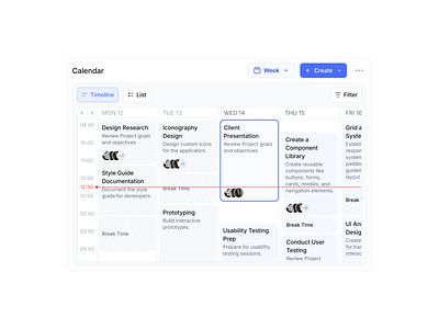 Calendar Widget - Task Management Dashboard app design graphic design ui vector widget