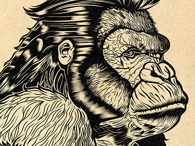 GREASER APE ape branding david vicente digital art dvicente art illustration inking king kong print