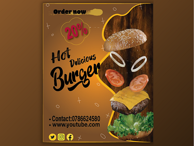 Hot Burger Poster burger design graphic graphic design illustration poster vector