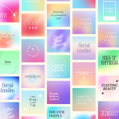 Gradient Aesthetic Pretty Instagram Posts Canva Templates aesthetic instagram aesthetic social media aesthetic template branding canva canva template editable social media template graphic design ig branding ig posts template ig story template instagram branding instagram posts marketing content online marketing pastel colors pastel instagram social media content social media palette social media template