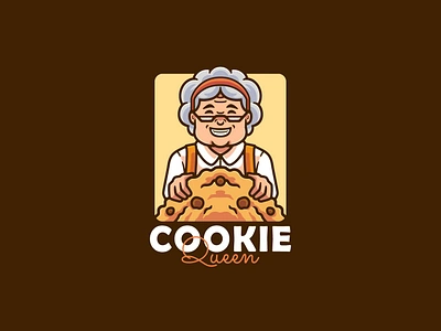 Grandma cookie mascot logo cartoon baking logo cake logo character character grandma cookie cookie logo grandma grandma logo logo logo cookie logo grandma mascot sweet food logo vector