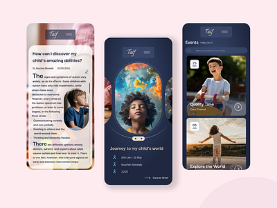 Light App Dark Taif app autism child design events mobile ui ux