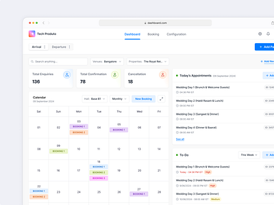 Banquet Booking Dashboard admin panel banquet booking banquet management dashboard design hotel booking internal web app management ui product design restaurant booking saas ui user interface