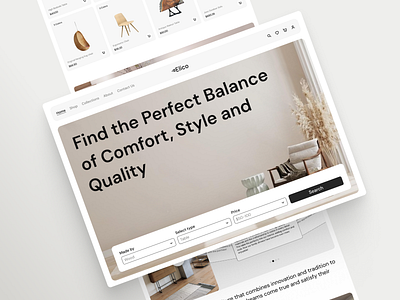 Homepage for Elico Furniture design e commerce furniture homepage interface landing page logotype mockup shop store typography ui uiux userinterface ux web web design website design