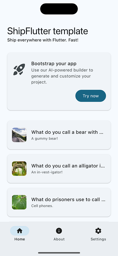 Flutter template by ShipFlutter ai chat best flutter template boilerplate chatbot flutter flutter ui template mobile mobile apps starter kit ui ui template