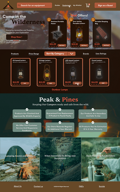 Campfiring E-commerce Website branding graphic design ui