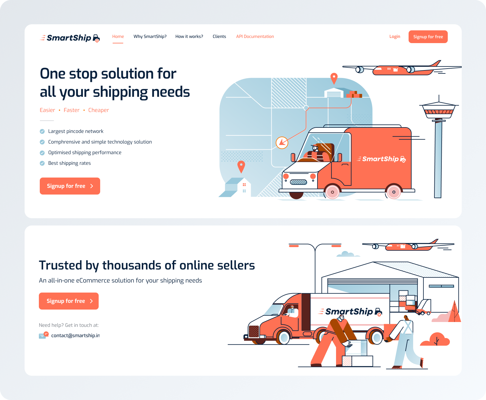 Smartship Website branding illustration logistics ui ux website
