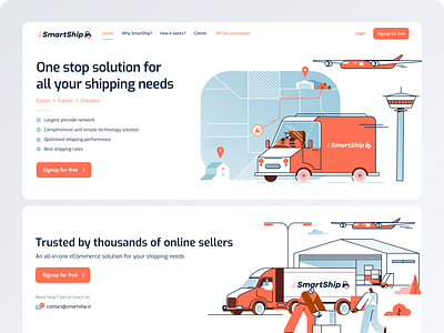 Smartship Website branding illustration logistics ui ux website