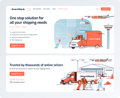 Smartship Website branding illustration logistics ui ux website