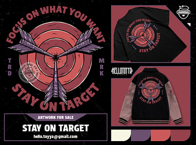 (DESIGN FOR SALE) Stay on Target Archery for t-shirt Design apparel archer artwork branding clothing design for sale graphic design illustration logo merchandise mockup retro tshirt stay on target sticker design streetwear tshirt tshirt design usa clothing vintage