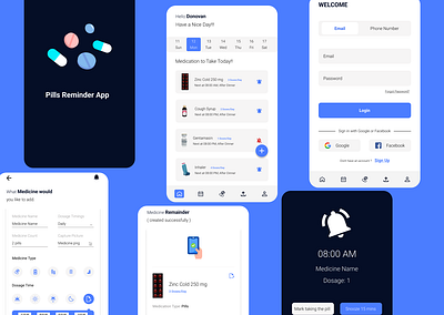 Pills Remainder App design medicines remainder app ui ux