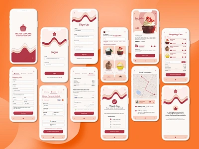 Mobile App: Buy online Cupcake app branding design graphic design illustration logo typography ui ux vector