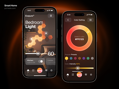 Light Control Mobile IOS App Design Concept app climate control color control dashboard light mobile settings smart home