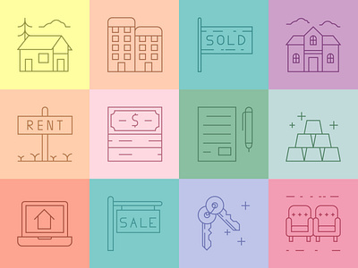 Colored Real Estate Icons icon design icon set icons icons pack real estate real estate icon vector vector download vector icon