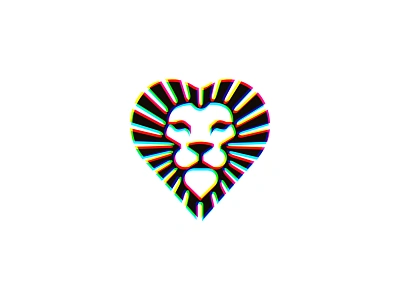 CMYK Lion Head + Heart animallogo branding cmyk colorful creative digital heart lion lionhead logo logodesign royal transparency