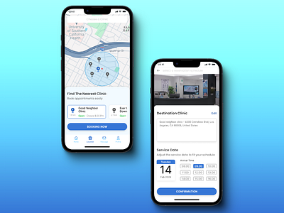 Nearby Clinic Finder App book clinic find app maps mobile app ui ui design ux design