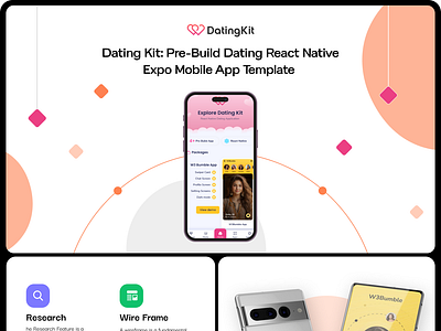 Dating Kit - React Native Expo Dating Mobile App Template 3d animation branding creative design graphic design illustration landing page logo mobile app mobile template motion graphics product design react native template template ui uiux user experience user interface website