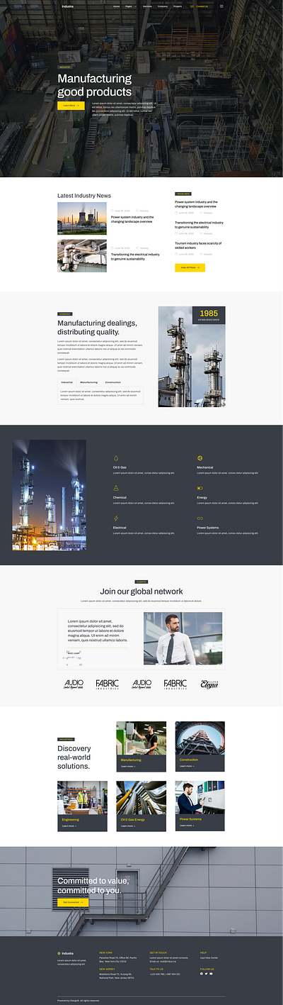 Modern Manufacturing Website UI for Industry Leaders 3d animation branding design graphic design illustration industrial website logo manufacturing website motion graphics ui uidesign vector website design website development