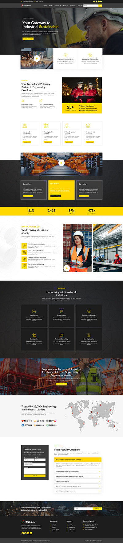 Modern Manufacturing Website UI for Industry Leaders 3d animation branding design graphic design illustration industrial website logo manufacturing website motion graphics ui ui design vector website design website development