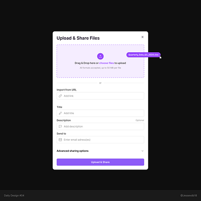 Daily Design #04 | Upload & Share Files Card carddesign dailyui figma ui uidesign